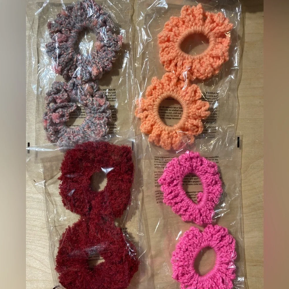 Hand Crochet Scrunchies set of 4 (AK1)